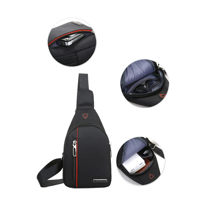 Male Fashion New Mens Mini Nylon Chest Bag Ultralight Cross Body  Earphone Hole Bags Waterproof Casual Small Male Shoulder Bag