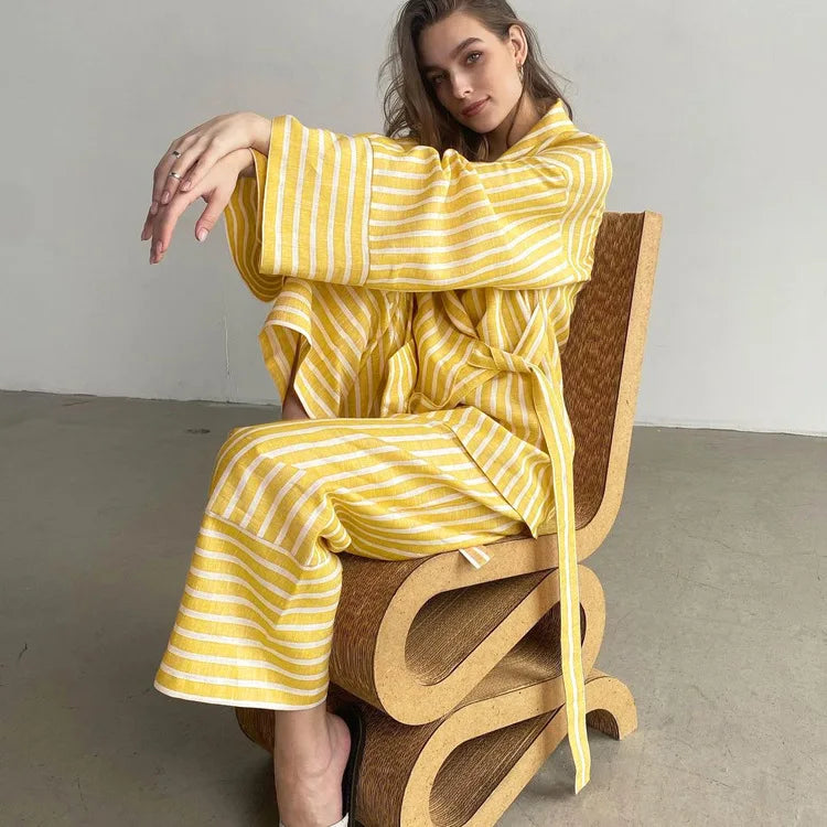 Print Long Lace-up Maxi Dress Spring Summer Nightgown Long Sleeve Kimono For Women Bathrobe Gown Sexy Home Robe Loungewear 2023