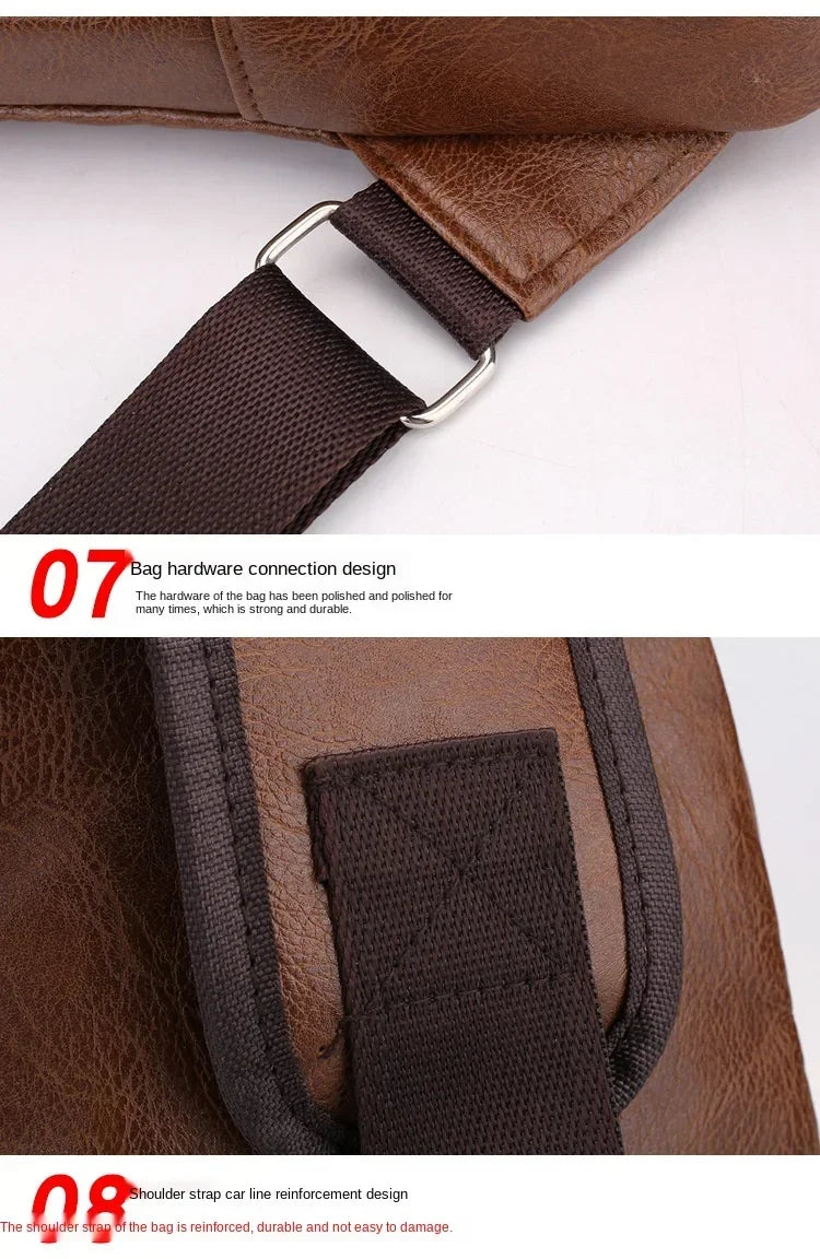 2024 Men's USB Charging Men's Chest for Custom PU PVC Shoulder Bag Diagonal Package Messenger Travel Bag Cross Body Bags