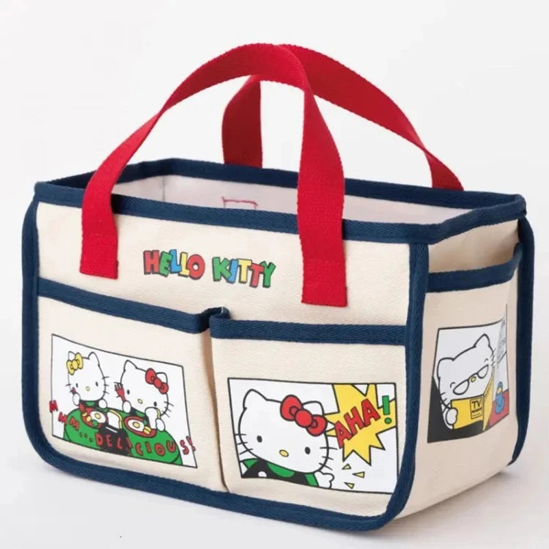 Hello Kitty Sanrio Handbag Anime Cartoon Kawaii Canvas Bags Cute High-Capacity Tote Multi-Functional Storage Bag Gifts for Girls