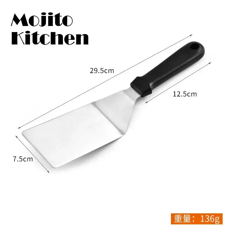 Griddle Accessory Kit Professional Grill Spatula Scraper Flipper Stainless Steel Flat Top Grill Kitchen Accessories Fried Steak