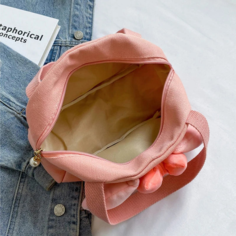 Sanrio Handbag Canvas Bag Kawaii Hello Kitty My Melody Cartoon Cute Tote Bag Soft Cosmetic Bag Makeup Women'S Gift