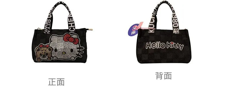New Sanrio Hello Kitty Y2K Messenger Bag Girl Cute Cartoon Rhinestone Casual Versatile Handbag Canvas Tote Bag Holiday Gifts
