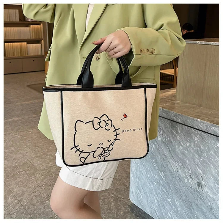 Sanrio Hello Kitty New Portable Toiletry  Cosmetic  Large Capacity Lunch Box Tote  Women's  Shoulder Bag