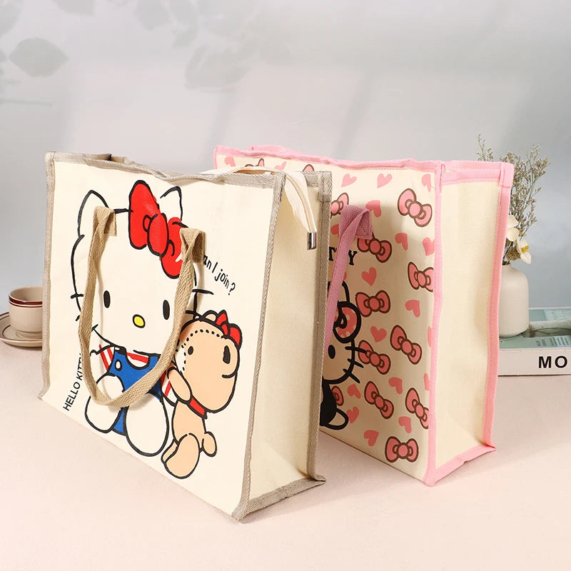 Hello Kitty Sanrio Y2k Tote Canvas Bag, Cute CanvasShoulder Bag, Cartoon Anime Handbag ForSchool Work Travel Shopping Schoolbag
