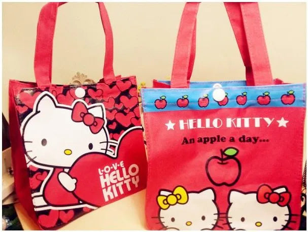Kawaii Sanrio Hello Kitty Tote Canvas Bag Cartoon Anime Cute Women's Portable Lunch Bag Waterproof Cute Handbag Gifts Girls Toys