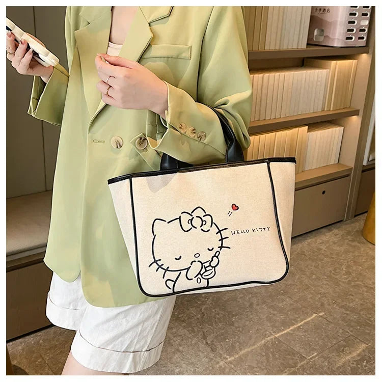 Sanrio Hello Kitty New Portable Toiletry  Cosmetic  Large Capacity Lunch Box Tote  Women's  Shoulder Bag