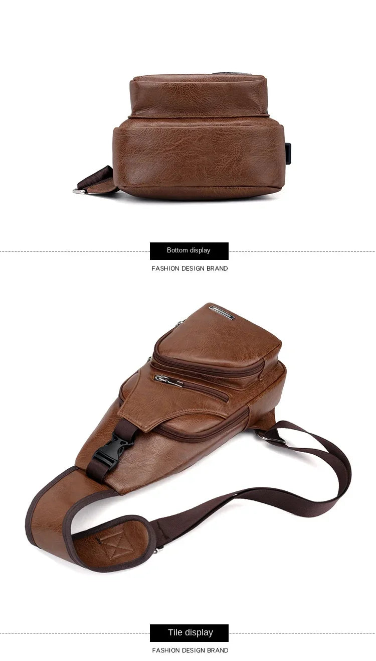 2024 Men's USB Charging Men's Chest for Custom PU PVC Shoulder Bag Diagonal Package Messenger Travel Bag Cross Body Bags