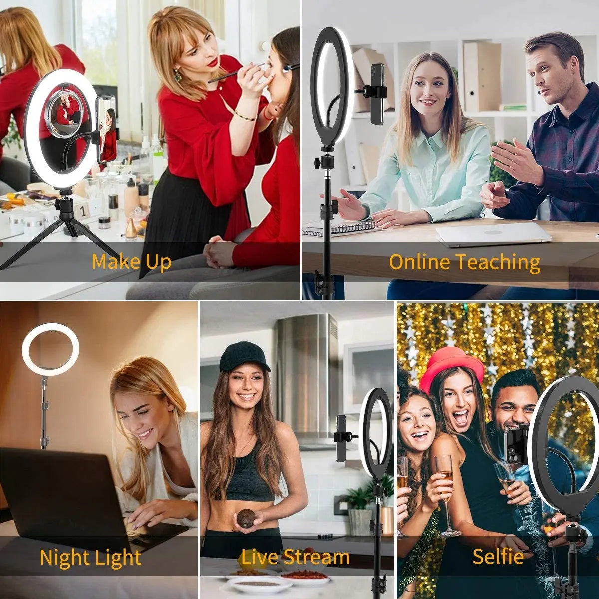 LED Selfie Ring Light 3 modes Dimmable Photography Lamp with 50cm Tripod Remote control for Tiktok Video Live Makeup Fill Light