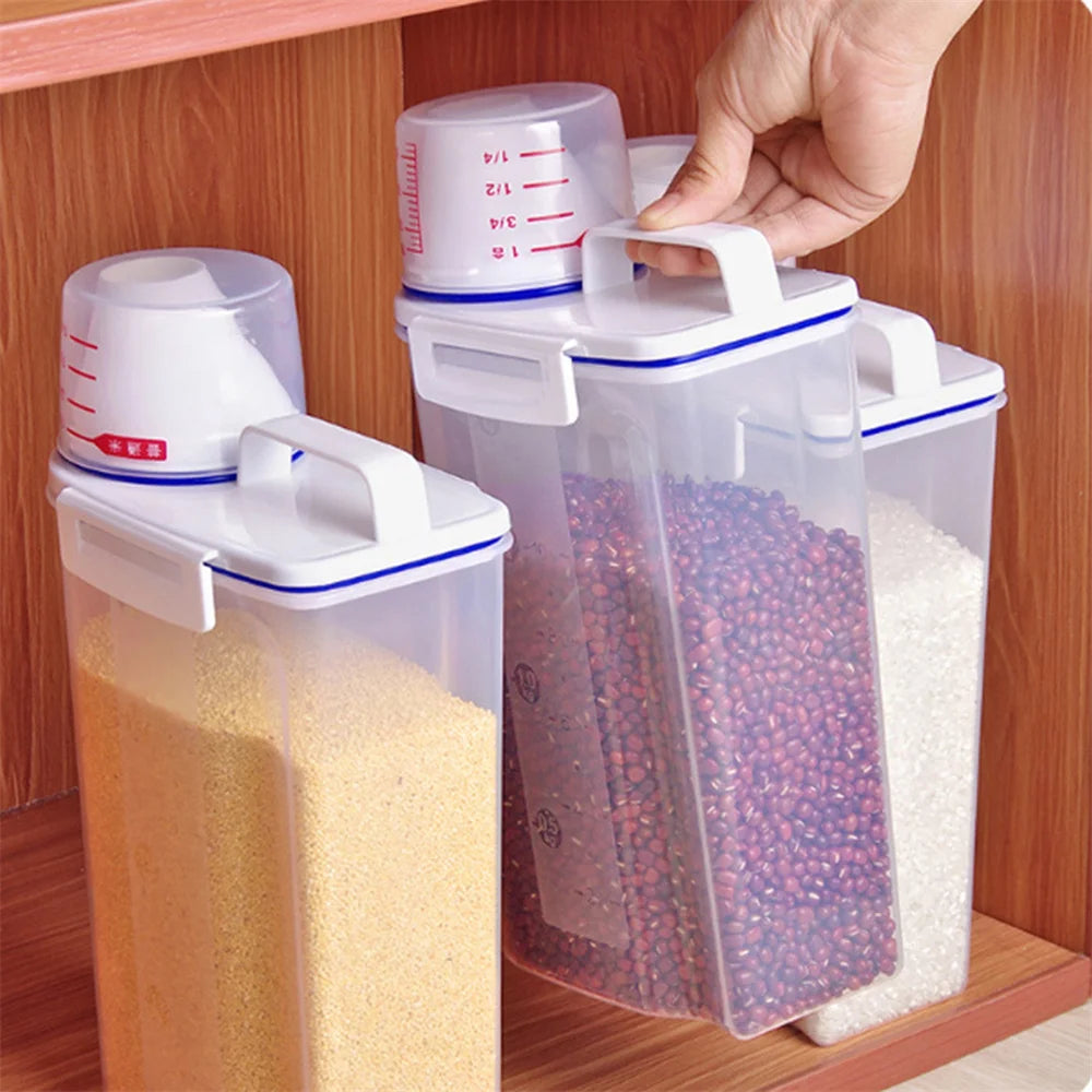 Plastic Cereal Dispenser Storage Box Kitchen Food Grain Rice Container Nice Rice Storage Box Flour Grain Storage Can