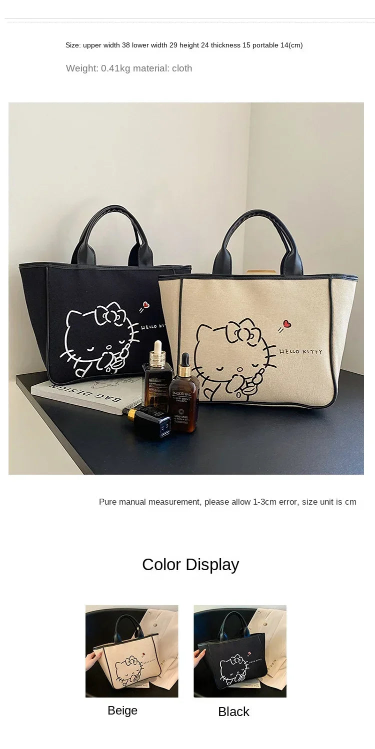 Sanrio Hello Kitty New Portable Toiletry  Cosmetic  Large Capacity Lunch Box Tote  Women's  Shoulder Bag