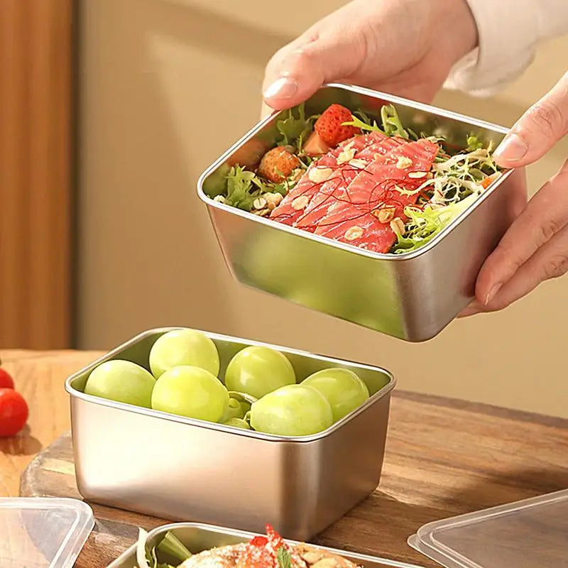 Stainless Steel Fresh Keeping Box Airtight Food Storage Container With Lid  Lunch Bento Food Box Outdoor Picnic Camping Tool