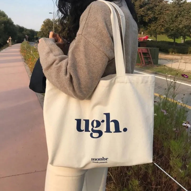 Women's Shoulder Bag Casual Female Capacity Tote Bags Large Shopper Canvas Letter Fashion Harajuku Zipper Print Canvas Handbags