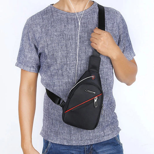 Male Fashion New Mens Mini Nylon Chest Bag Ultralight Cross Body  Earphone Hole Bags Waterproof Casual Small Male Shoulder Bag