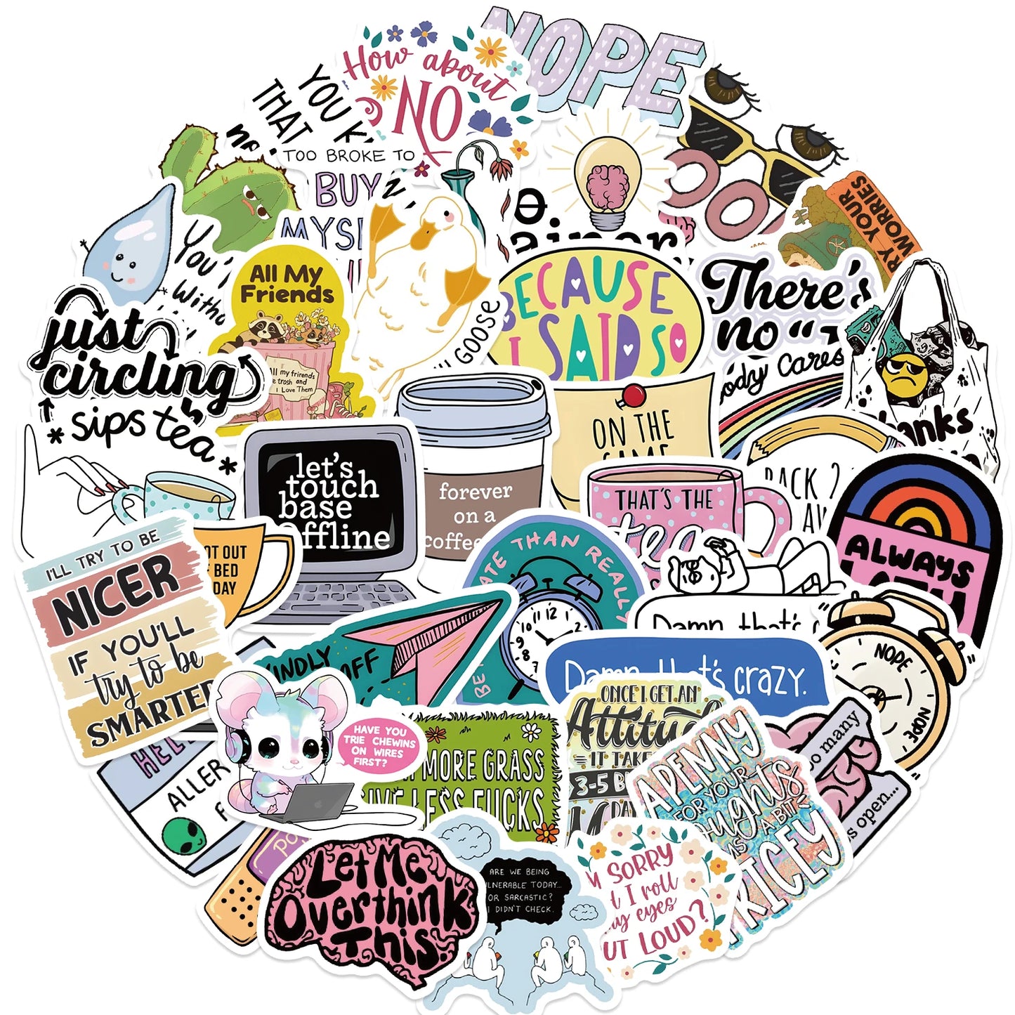 50pcs Sarcastic Stickers Laptop Scrapbook Decoration Graffiti Decals Skateboard Laptop Waterproof Sticker Toys Decor