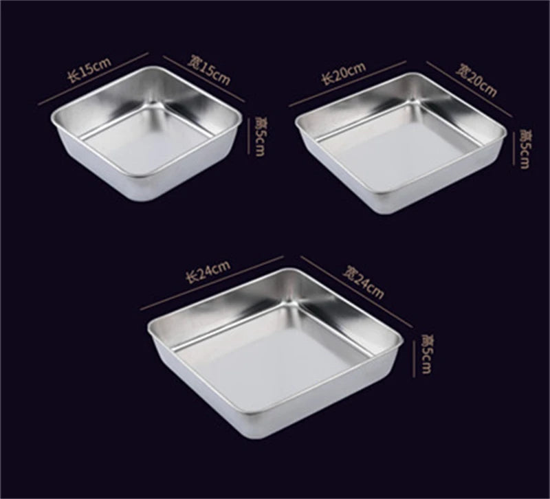 Square Stainless Steel Deepening Baking Tray Nonstick Cookie Bread Fruit Storage Plate with Grid Draining Dish Kitchen Utensils
