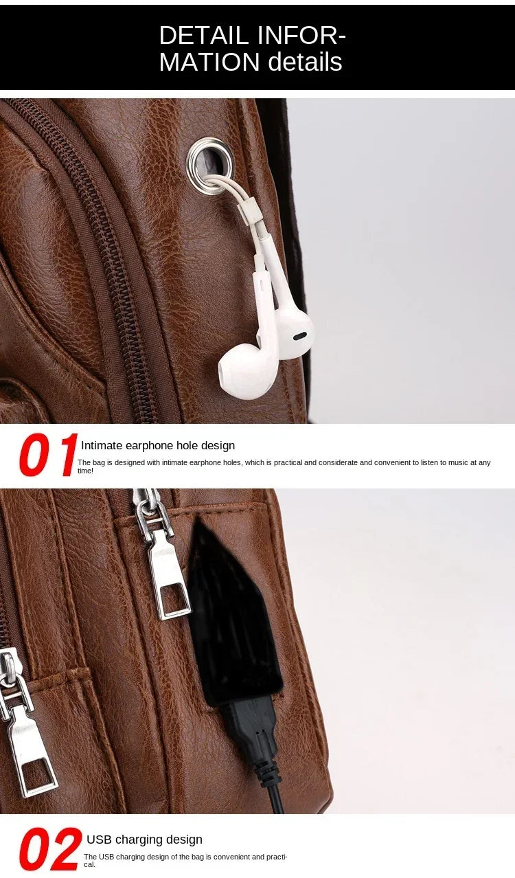 2024 Men's USB Charging Men's Chest for Custom PU PVC Shoulder Bag Diagonal Package Messenger Travel Bag Cross Body Bags