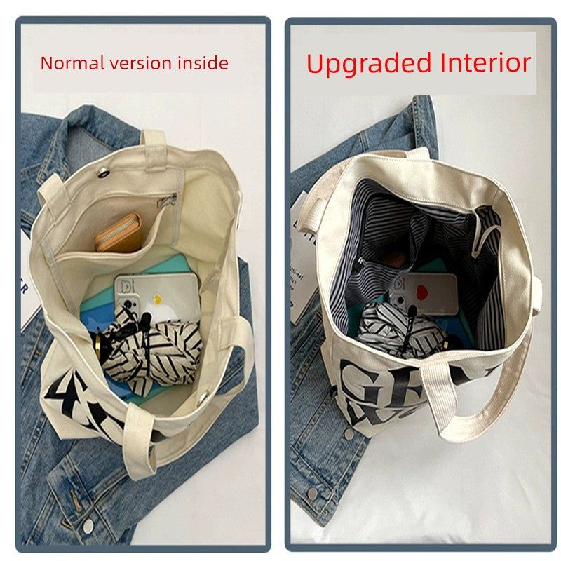 Letter Online Influencer Fashion One Shoulder out Canvas Bag