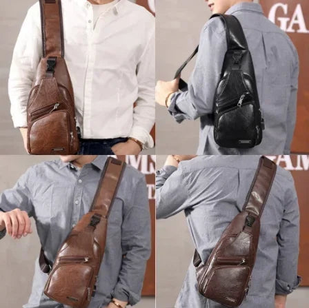 2024 Men's USB Charging Men's Chest for Custom PU PVC Shoulder Bag Diagonal Package Messenger Travel Bag Cross Body Bags