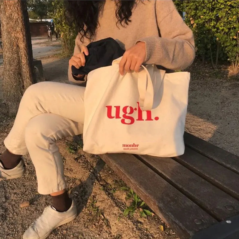 Women's Shoulder Bag Casual Female Capacity Tote Bags Large Shopper Canvas Letter Fashion Harajuku Zipper Print Canvas Handbags