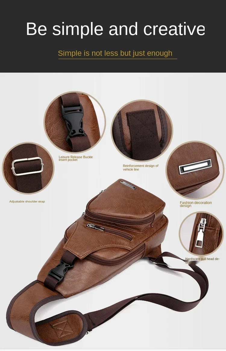 2024 Men's USB Charging Men's Chest for Custom PU PVC Shoulder Bag Diagonal Package Messenger Travel Bag Cross Body Bags