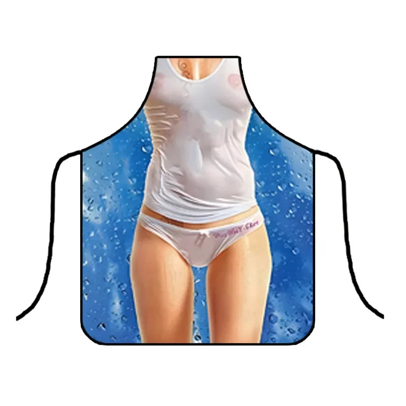 Creative Funny Grilling Waterproof Baking Aprons for Men Women Party Festival Friends Couples Interest Sexy Decorative Apron