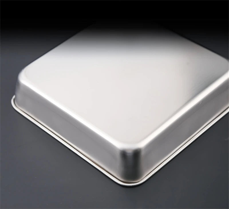 Square Stainless Steel Deepening Baking Tray Nonstick Cookie Bread Fruit Storage Plate with Grid Draining Dish Kitchen Utensils