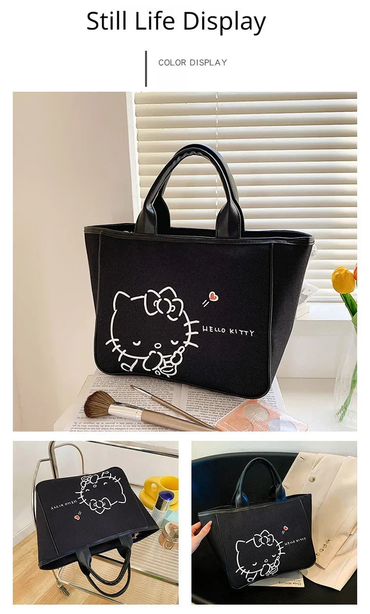 Sanrio Hello Kitty New Portable Toiletry  Cosmetic  Large Capacity Lunch Box Tote  Women's  Shoulder Bag