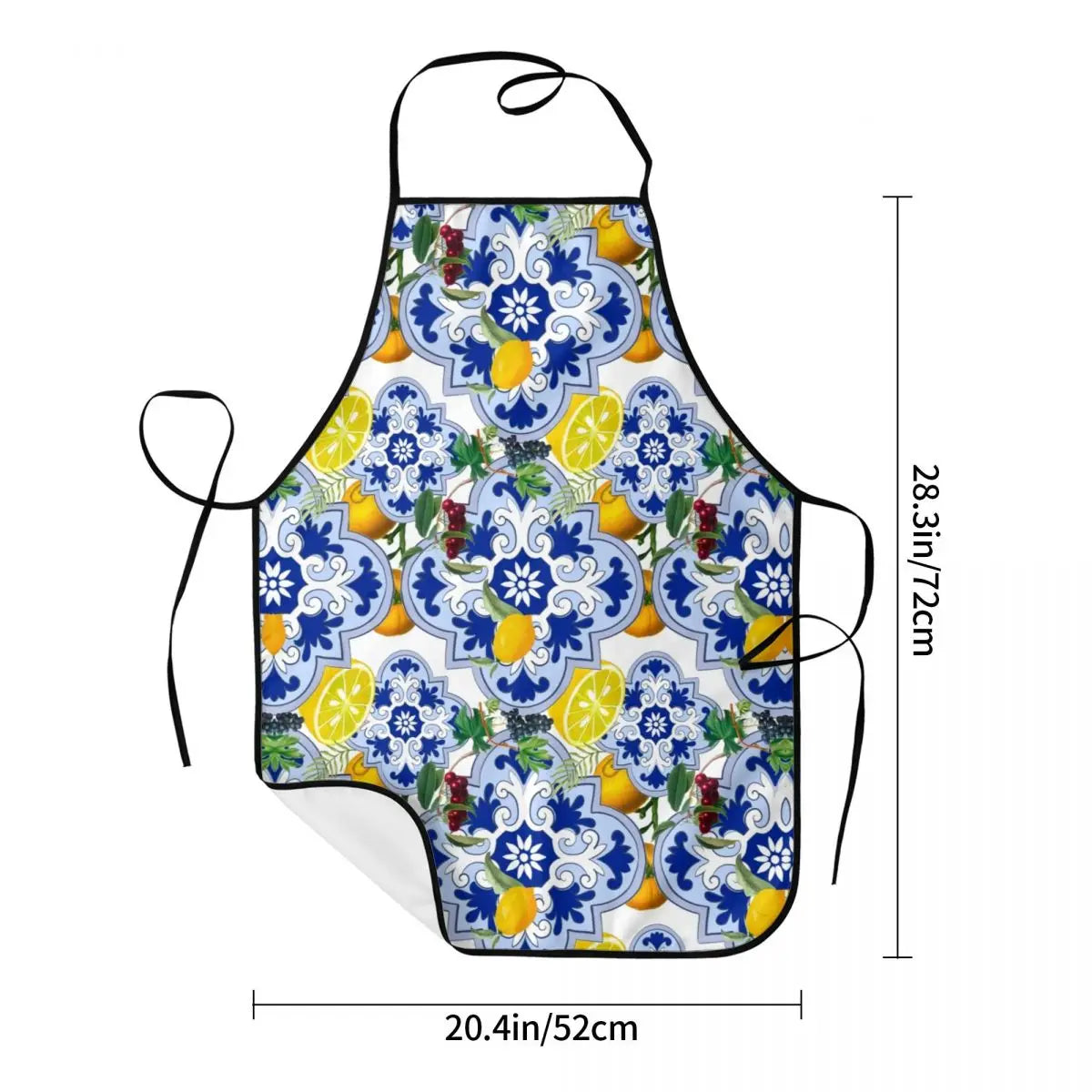 Unisex Sicilian Summer Fruit Lemon Citrus Tiles Kitchen Chef Cooking Baking Apron Men Women Tablier Cuisine for Painting