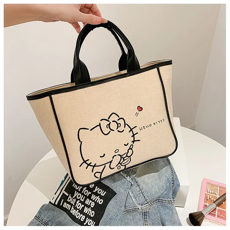 Sanrio Hello Kitty New Portable Toiletry  Cosmetic  Large Capacity Lunch Box Tote  Women's  Shoulder Bag
