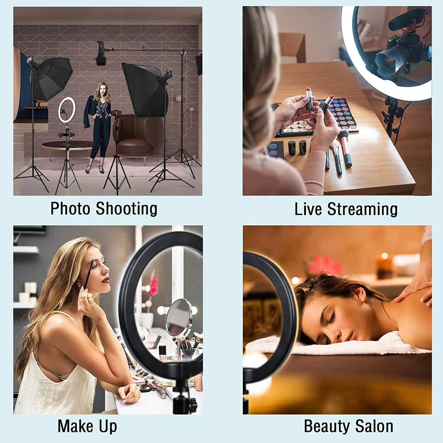 LED Selfie Ring Light 3 modes Dimmable Photography Lamp with 50cm Tripod Remote control for Tiktok Video Live Makeup Fill Light