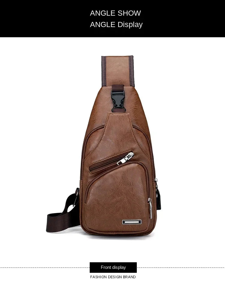 2024 Men's USB Charging Men's Chest for Custom PU PVC Shoulder Bag Diagonal Package Messenger Travel Bag Cross Body Bags