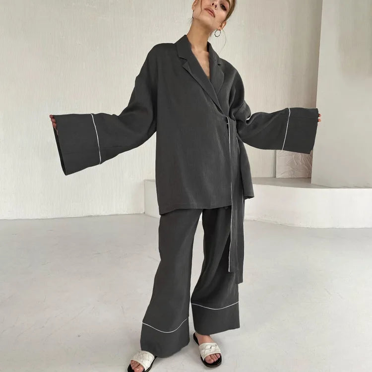 Print Long Lace-up Maxi Dress Spring Summer Nightgown Long Sleeve Kimono For Women Bathrobe Gown Sexy Home Robe Loungewear 2023