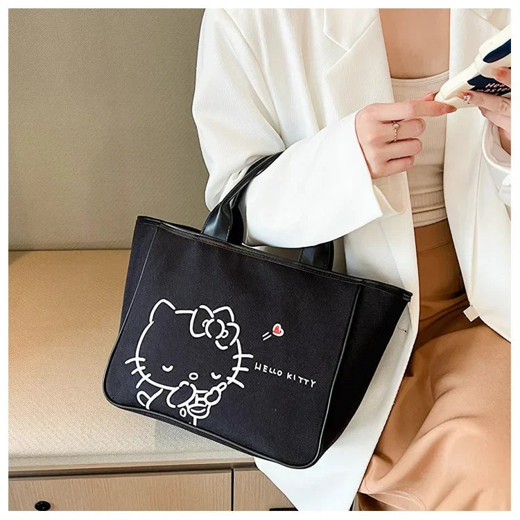 Sanrio Hello Kitty New Portable Toiletry  Cosmetic  Large Capacity Lunch Box Tote  Women's  Shoulder Bag