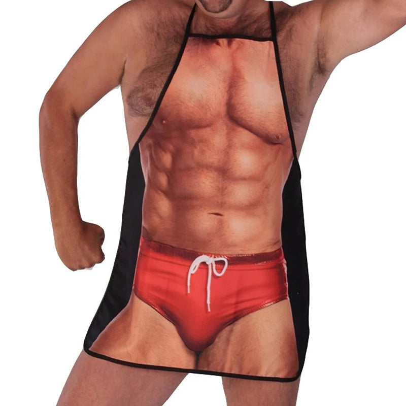 Tirain Sexy Apron Novelty Muscle Man Kitchen Cooking Grilling Apron Funny Creative Thanksgiving Christmas Gift for Men Boyfriend