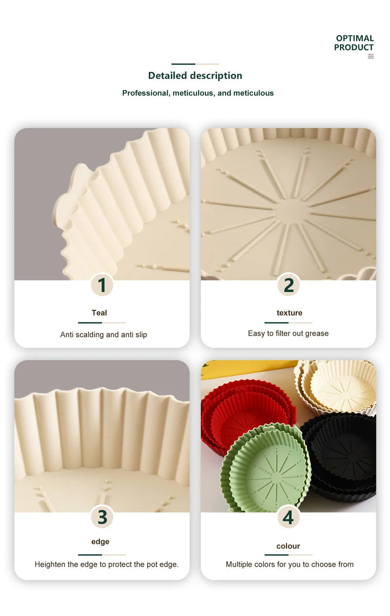 Silicone Air Fryer Baking Tray Reusable silicone baking basket Grill Pan food-grade safe non-stick fryers ovens microwave oven