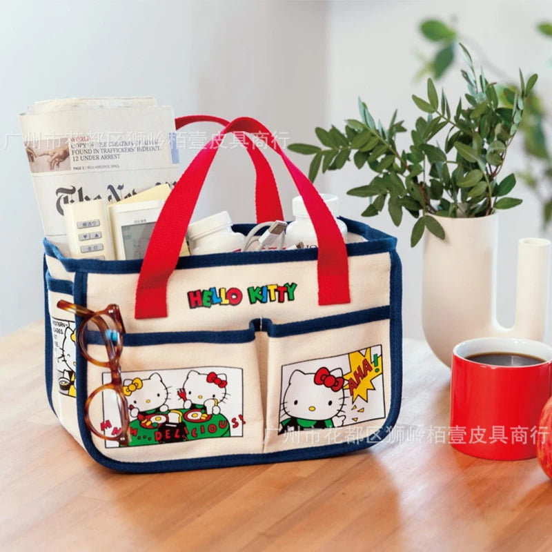 Hello Kitty Sanrio Handbag Anime Cartoon Kawaii Canvas Bags Cute High-Capacity Tote Multi-Functional Storage Bag Gifts for Girls