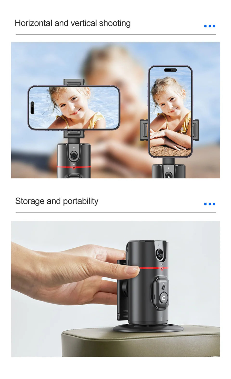 FANGTUOSI Stabilizer Smart Facial Tracking with Removable Fill Light Phone Stand Wireless Selfie Stick Tripod for Live Streaming