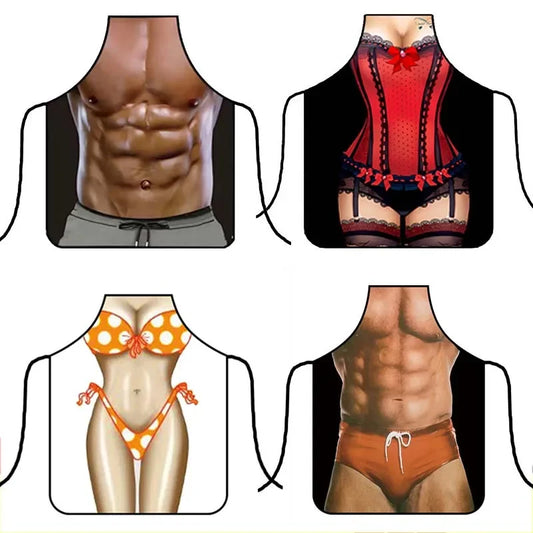 Creative Funny Grilling Waterproof Baking Aprons for Men Women Party Festival Friends Couples Interest Sexy Decorative Apron