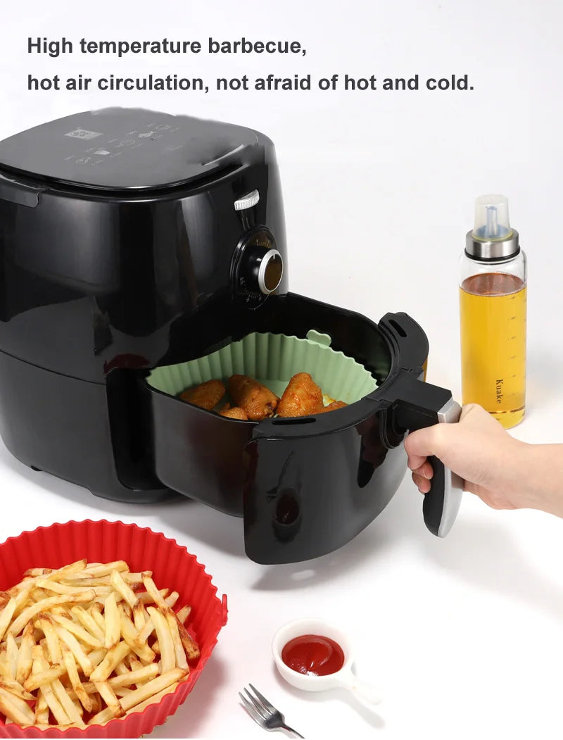 Silicone Air Fryer Baking Tray Reusable silicone baking basket Grill Pan food-grade safe non-stick fryers ovens microwave oven