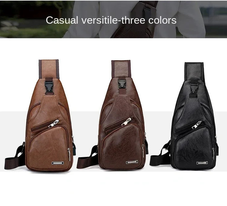 2024 Men's USB Charging Men's Chest for Custom PU PVC Shoulder Bag Diagonal Package Messenger Travel Bag Cross Body Bags