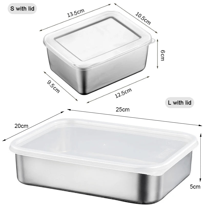 Stainless Steel Fresh Keeping Box Airtight Food Storage Container With Lid  Lunch Bento Food Box Outdoor Picnic Camping Tool