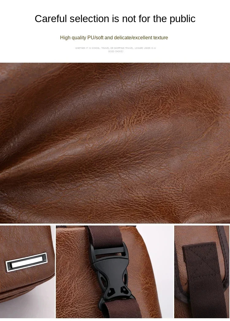 2024 Men's USB Charging Men's Chest for Custom PU PVC Shoulder Bag Diagonal Package Messenger Travel Bag Cross Body Bags