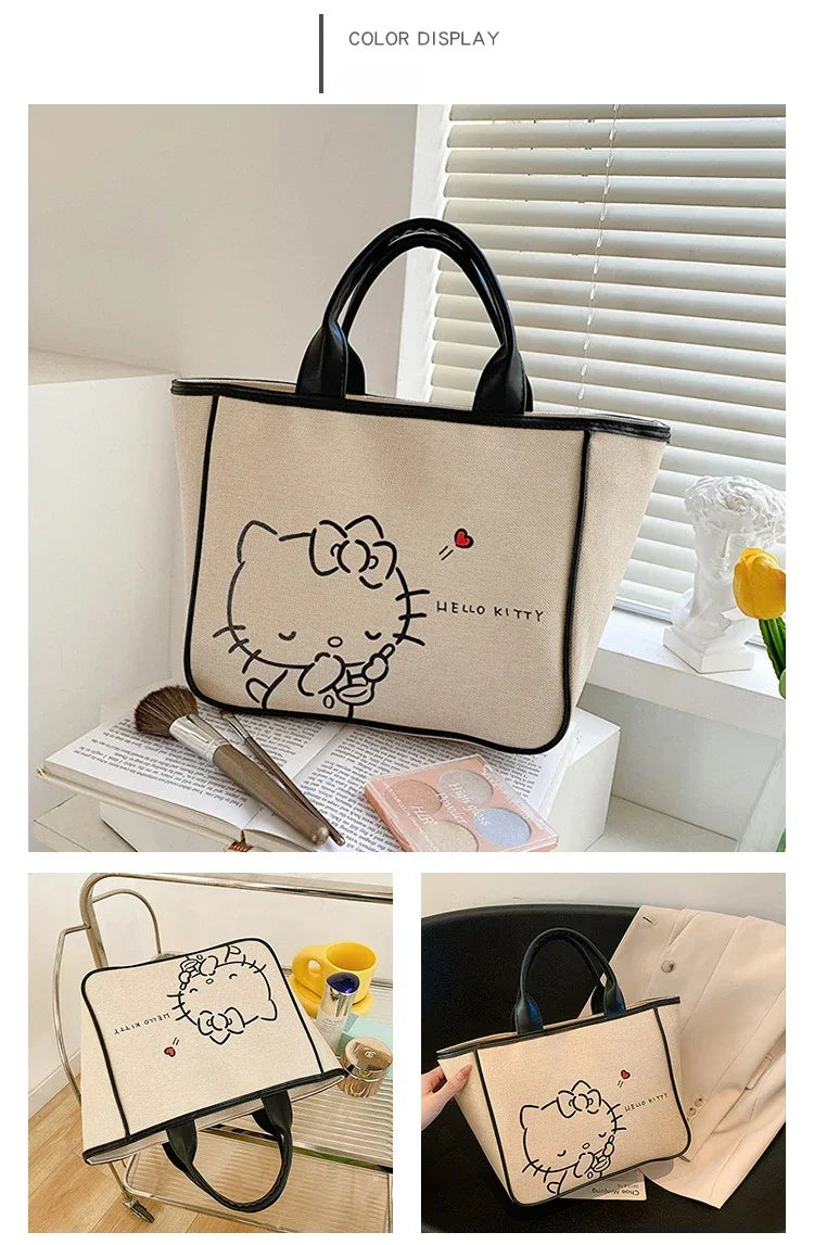 Sanrio Hello Kitty New Portable Toiletry  Cosmetic  Large Capacity Lunch Box Tote  Women's  Shoulder Bag